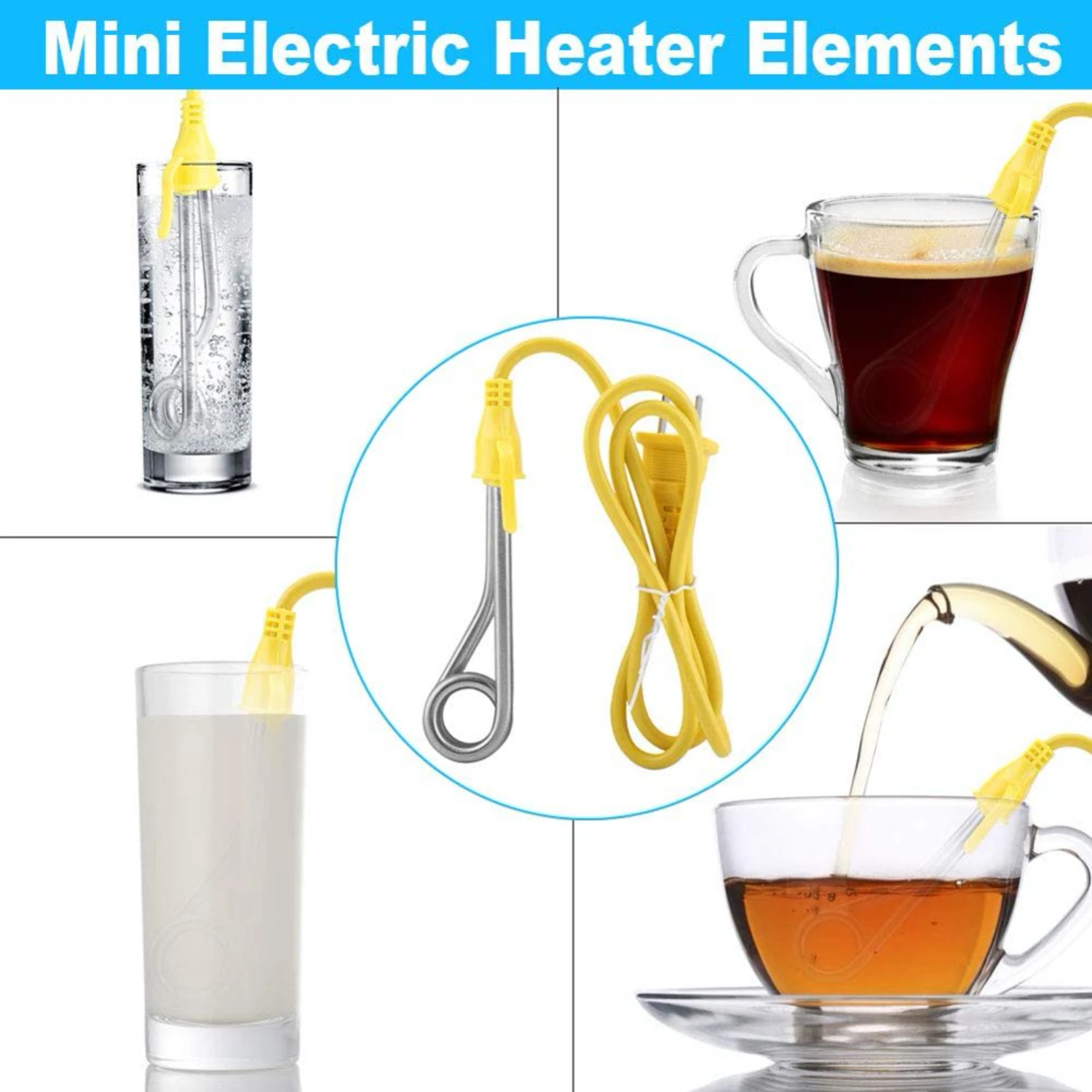 سخان مياه كهربي 600 واط الغمر عنصر التدفئة المرجل للسفر المنزل مكتب عنبر جهاز تدفئة القدمين سخان المحمولة