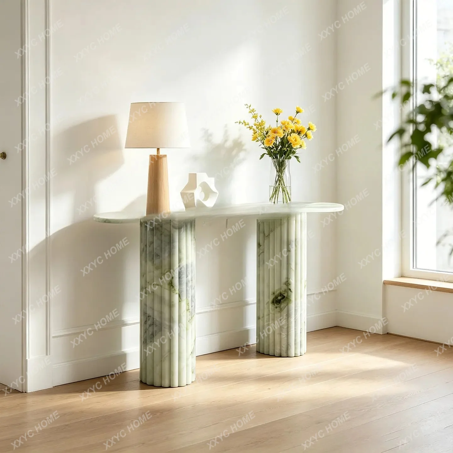 light luxury high-grade natural marble entrance desk Creative villa corridor aisle entrance desk