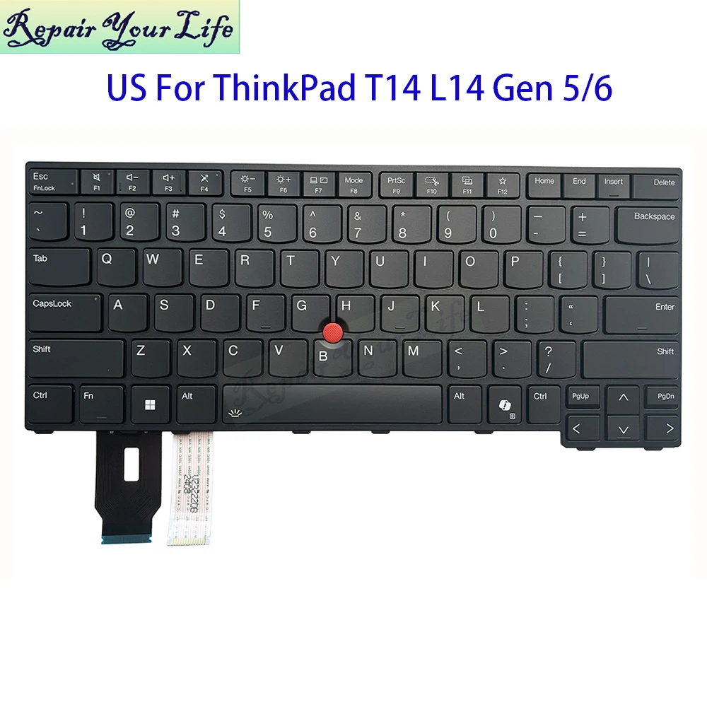 US English Keyboard Backlit For Lenovo ThinkPad T14 L14 P14s Gen 5 Gen6 USA Backlight Trackpoint Keyboards 5N21M37780 5N21M37895