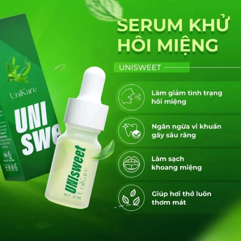 

Hỗ Trợ Thơm Miệng, SERUM TRI HOI MIENG, Serum Khử Mùi Hôi Miệng UNISWEET 10 ML