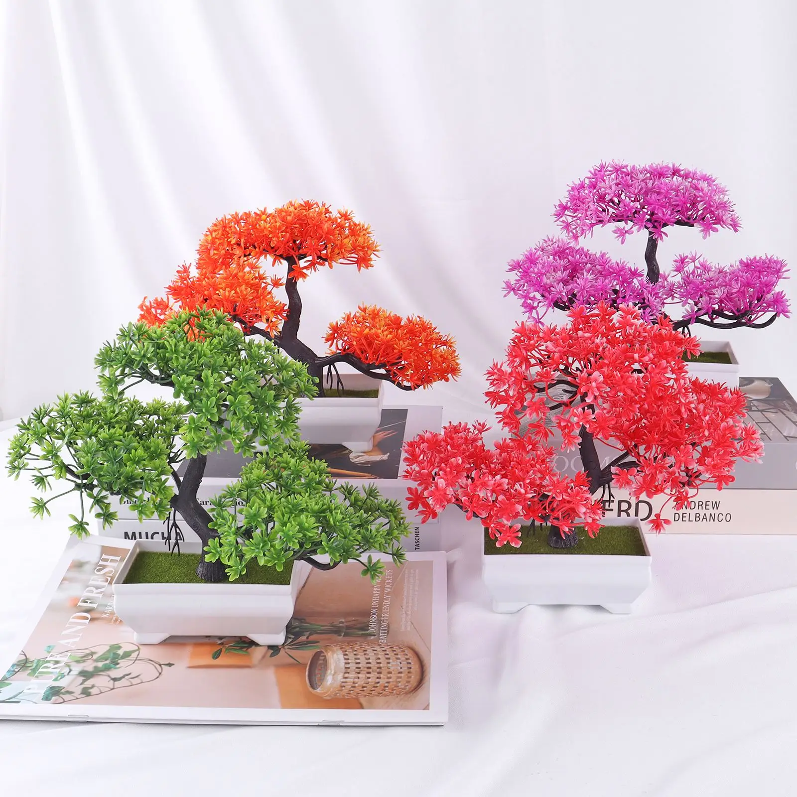 Artificial Plants Bonsai Small Tree Simulation Pot Plants Fake Flowers Table Potted Ornaments Home Decoration Hotel Garden Decor