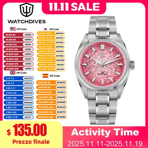 Watchdives WD0003C Quartz Watch VH31 Sweep Seconds Movement 38mm ice Crack Dial Sapphire Luminous 100m Waterproof Men Wristwatch