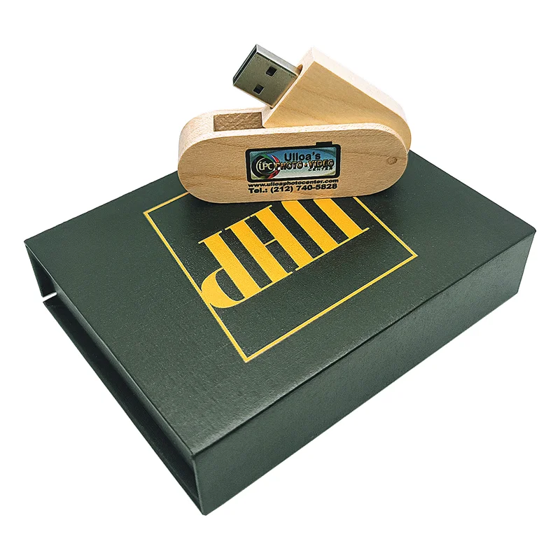 

Free Custom Color Printing LOGO Wooden Rotate USB3.0 High-speed Flash Drive 4GB 8GB 16GB 32GB 64GB 128GB and Black Box