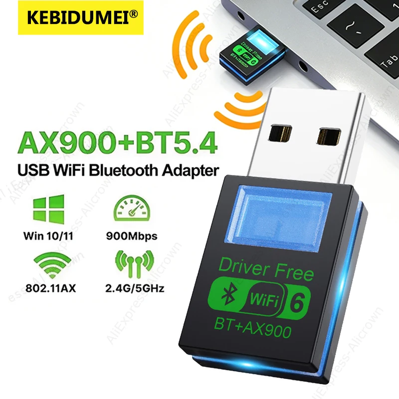 

USB-адаптер Wi-Fi WIFI6 900 Мбит/с, Bluetooth 5.4, двухдиапазонный 2.4/5 ГГц, сетевая карта 600 Мбит/с, донгл 150 Мбит/с для Win10/11