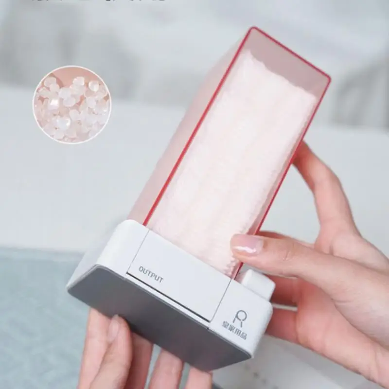 Automatic Makeup Cotton Box Transparent Press Type Dustproof Cotton Pad Dispenser Facial Puff Storage Case Household Refillable