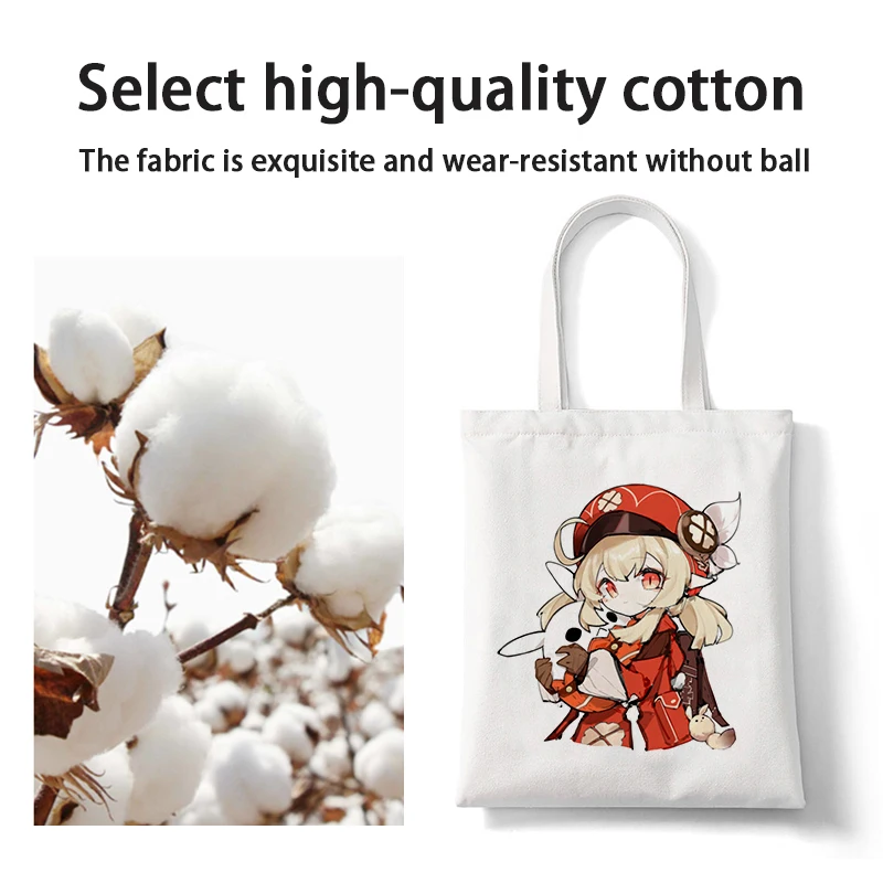 Hot Game Genshin Impact Shopper Bags Canvas Harajuku Shopping Bag Large Capacity Collapsible Reusable Bag Shoulder Bag Handbag