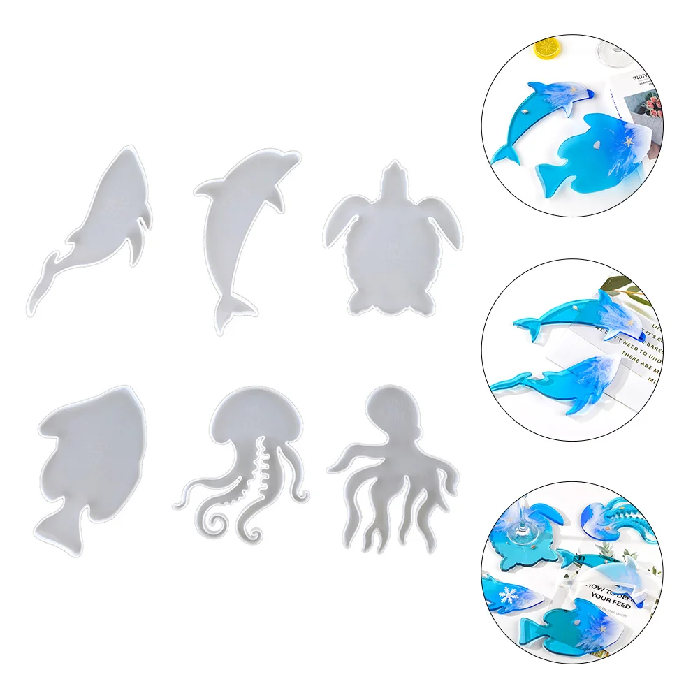 

6 pcs Silicone Coaster Molds Sea Turtle Mold Set Octopus Cup Mat Molding Kit Diy Epoxy Craft Tools Resin Accessories Handmade