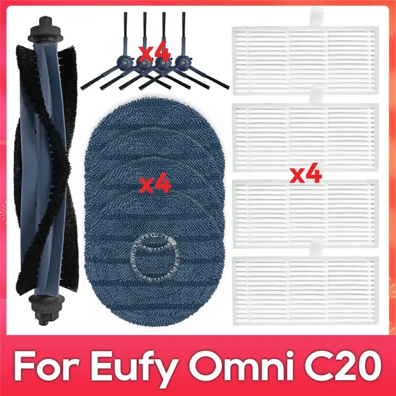 

YCOC-For Eufy Omni C20 Robot Vacuum Cleaner Spare Parts Main Side Brush Filter Mop Cloth Accessories