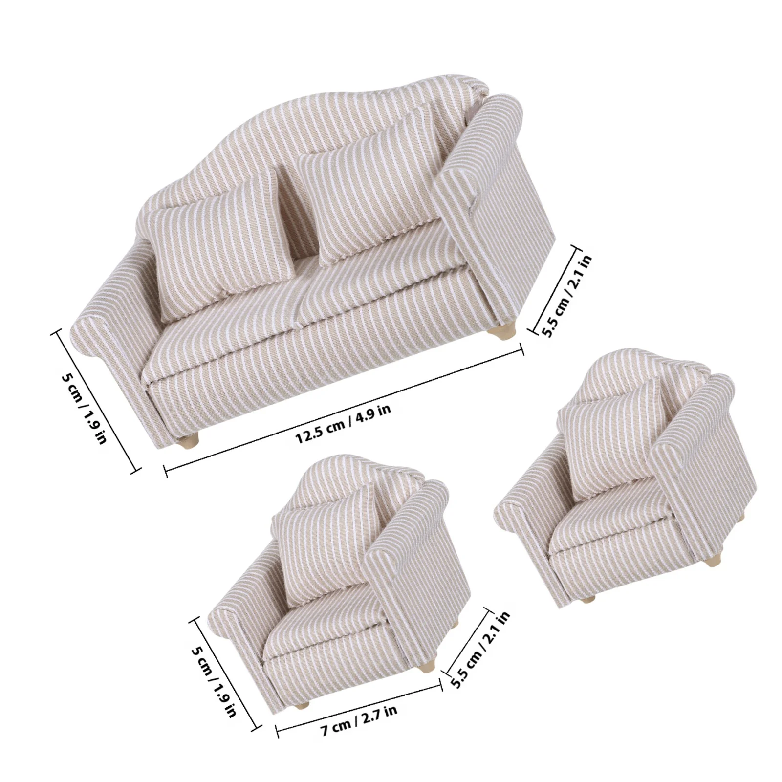 3 قطع أثاث أريكة مصغر تصميم محاكاة عالية للمنزل والمكتب وغرفة النوم ديكور للأطفال مجموعة اللعب الخيالية الإبداعية