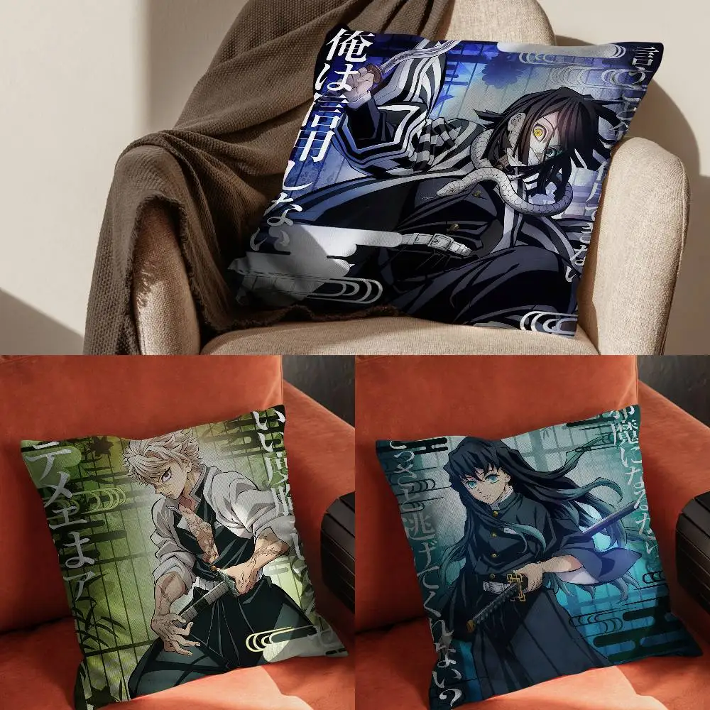 

Anime D-Demon S-Slayer Obanai IguroPillowcase For Car Pillows 60x60 Cushions Luxury Double Sided Cover Home And Decoration Sofa