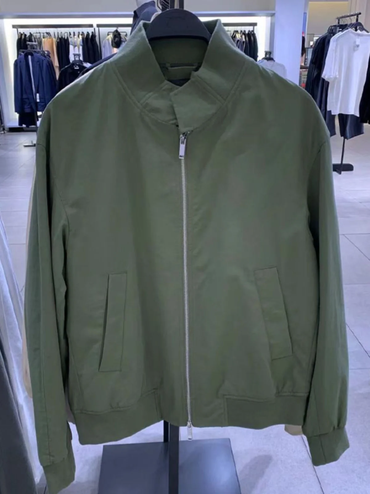 

ZATAORZ New Men's Casual Long Sve Stand Collar Jaet Simple Sle Outerwear Cotton Nylon Blend Stand Fit Urban Faion