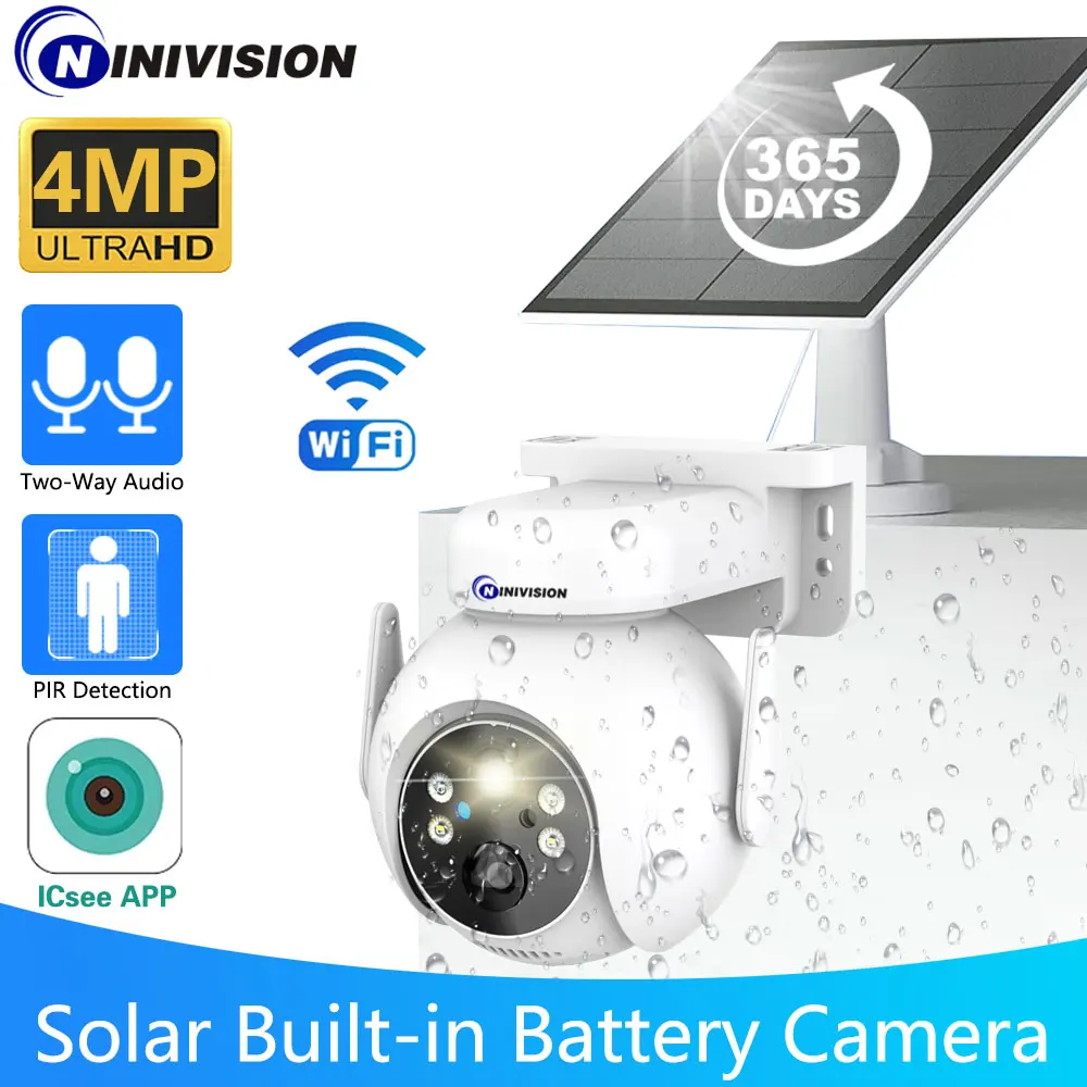 

4MP WiFi Wireless PIR Detection Outdoor IP Camera Solar Panel CCTV Security Camera Battery Long Standby ICsee Video Surveillance