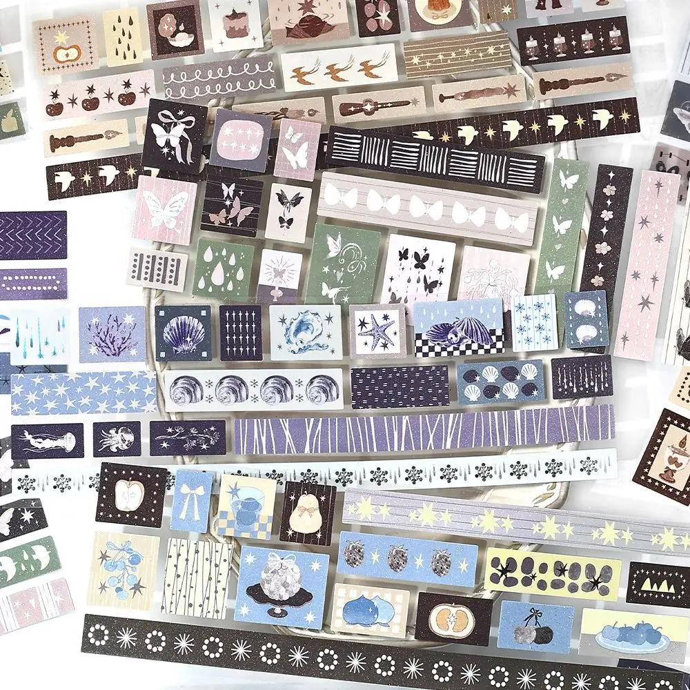 

1 Pc Vintage Sparkling Bling Adhesive Strip Tape Stickers DIY Scrapbooking Journaling Decorative Material Collage Supplies