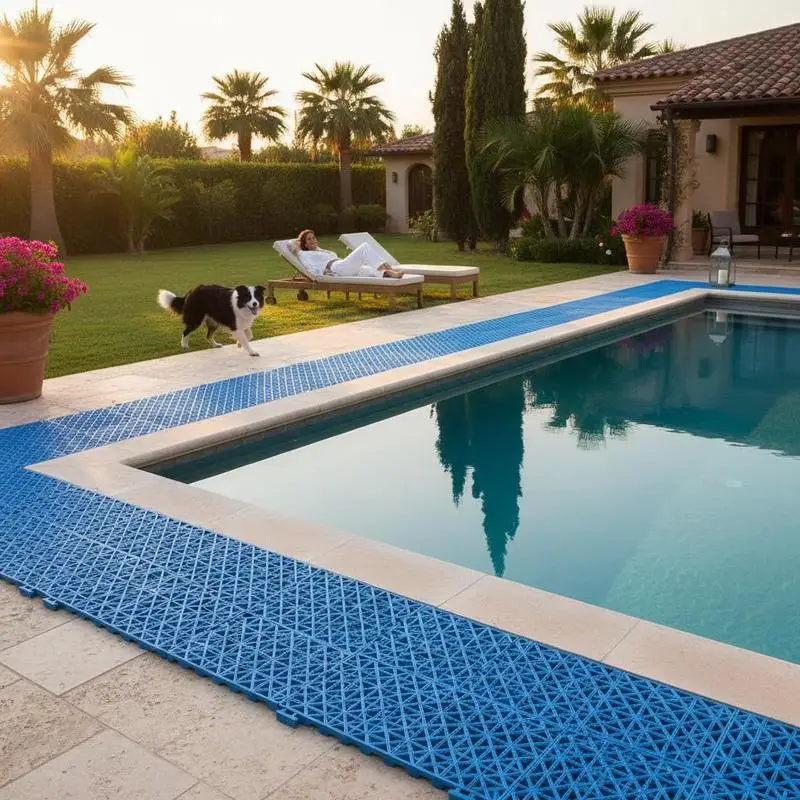 

Interlocking Tile 55PCS Blue, Drainage Tiles 12" x 12" Splicing, Soft PVC Interlocking Drainage Floor Tiles, Non-Slip Drainage Holes for Restroom, Bathroom, Kitchen, Pool, Wet Areas, Blue