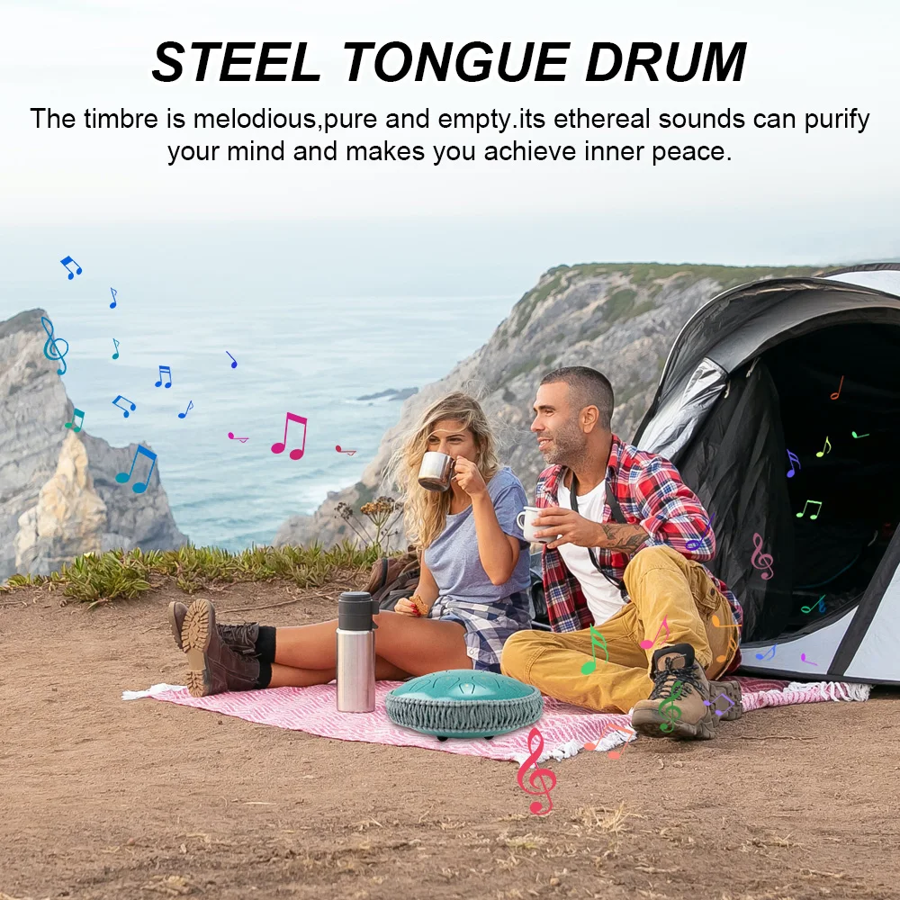 Description Picture 6 of itemSteel Tongue Drum 13 Inch 15 Notes D Key Percussion Instrument Balmy Drum with Drum Mallets for Meditation Yoga Beginner