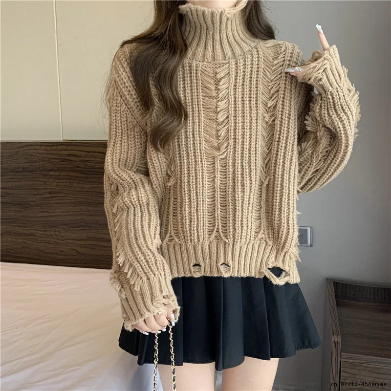 2023 autunno inverno donna maglione dolcevita maglione di cachemire donna Pullover lavorato a maglia moda tenere in caldo top larghi