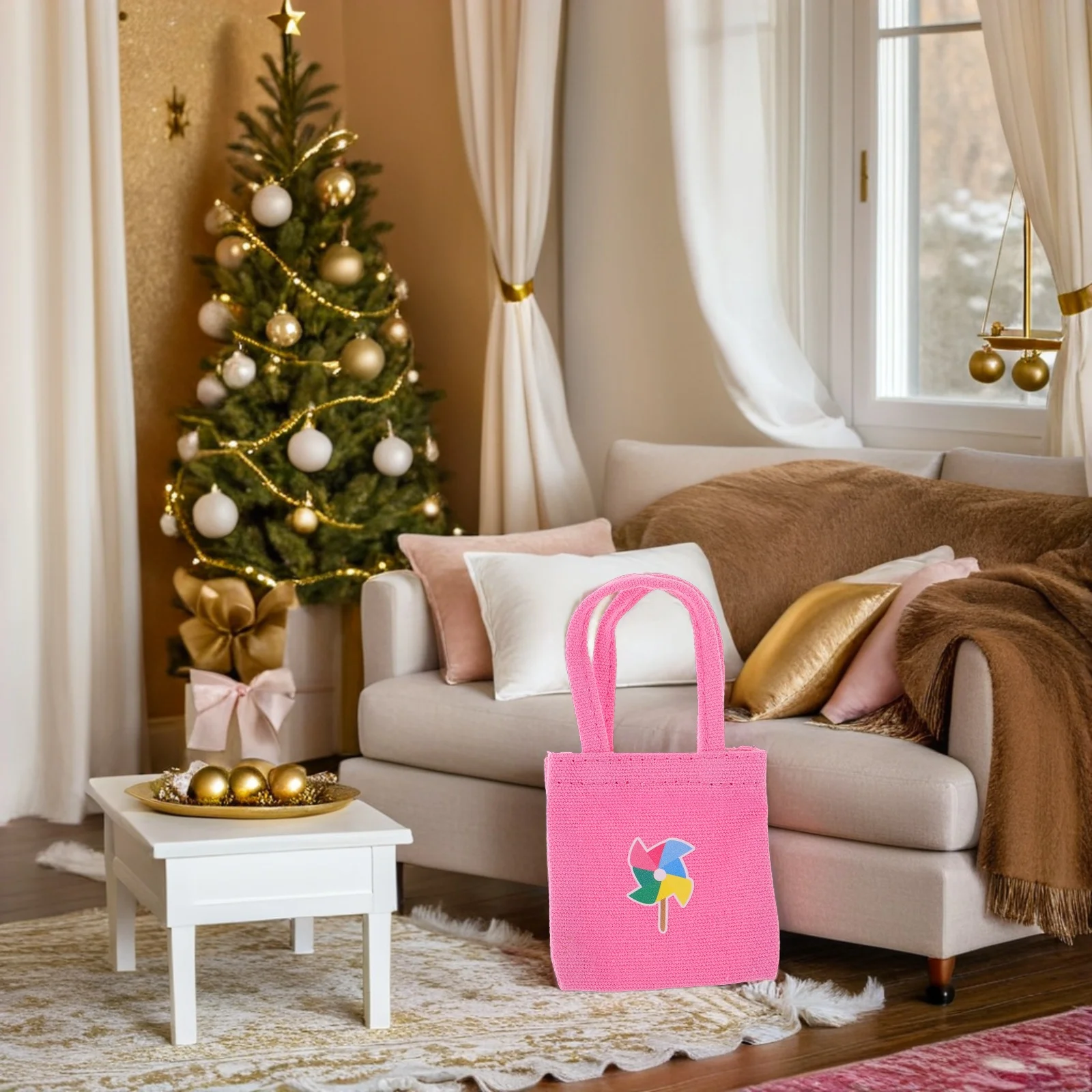 

5 шт., мини-холщовая красочная большая сумка, сумки на плечо, кукольный домик, сцены, мини-кошелек, аксессуары для детей, холщовая большая сумка