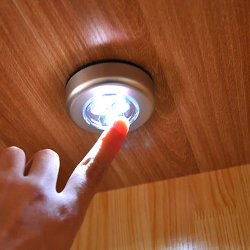 

2Pack LED Touch Push Light Brand-new Energy-efficient LED Touch Lamp Self-Stick On Click Battery Button Spot Lights