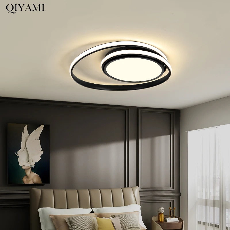 Imagem -03 - Lustre Moderno de Led Luminária Decorativa para Sala de Estar Quarto Branco Preto e Dourado