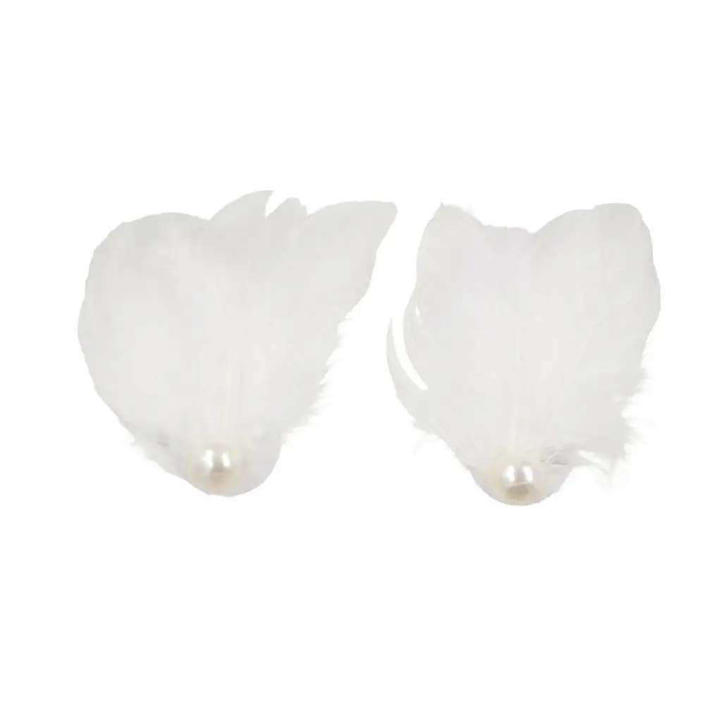 Sweet Pearl Feather Hair Clips Headwear Headdress White Swan Hairpin Balletcore Elegant Ballet Pearl Barrettes Women