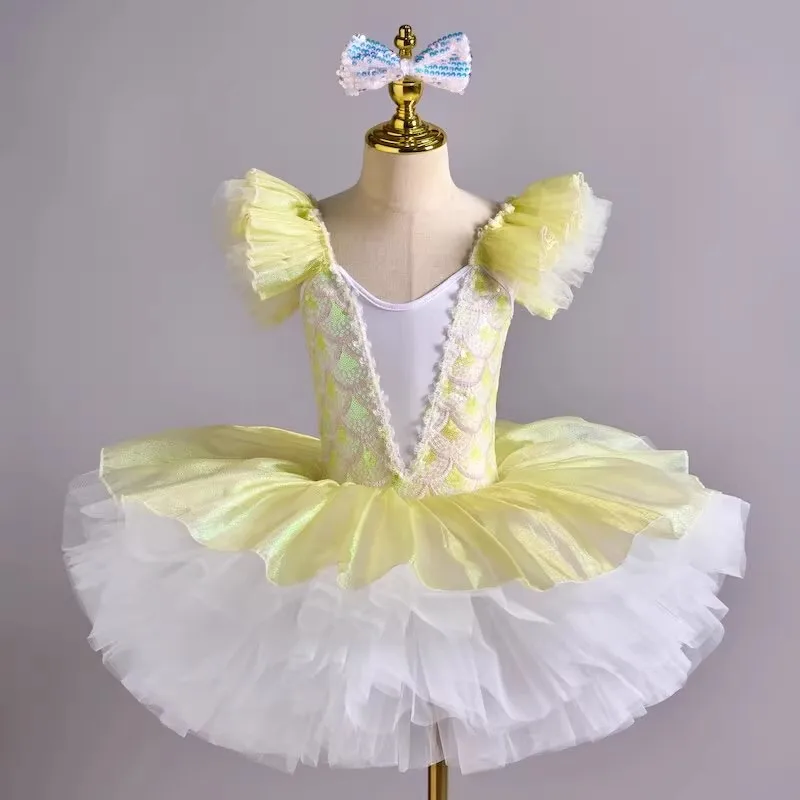 

Детское платье-пачка для современного танца с блестками, платья для джазовых танцев для девочек, сценическая одежда для выпускного вечера, свадебное платье принцессы, детская бальная одежда