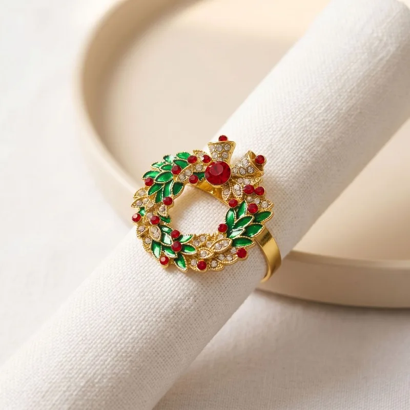Simple Christmas Napkin Rings Metal Napkin Buckle for Hotel Restaurant Dining Table Setting Xmas Party Table Decor