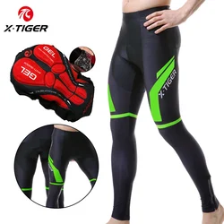X-TIGER Cycling Trousers Men Cycling Pants With 5D Gel Pad Riding Bike Pants Green Cycling Pants Lycra Bicycle Clothing