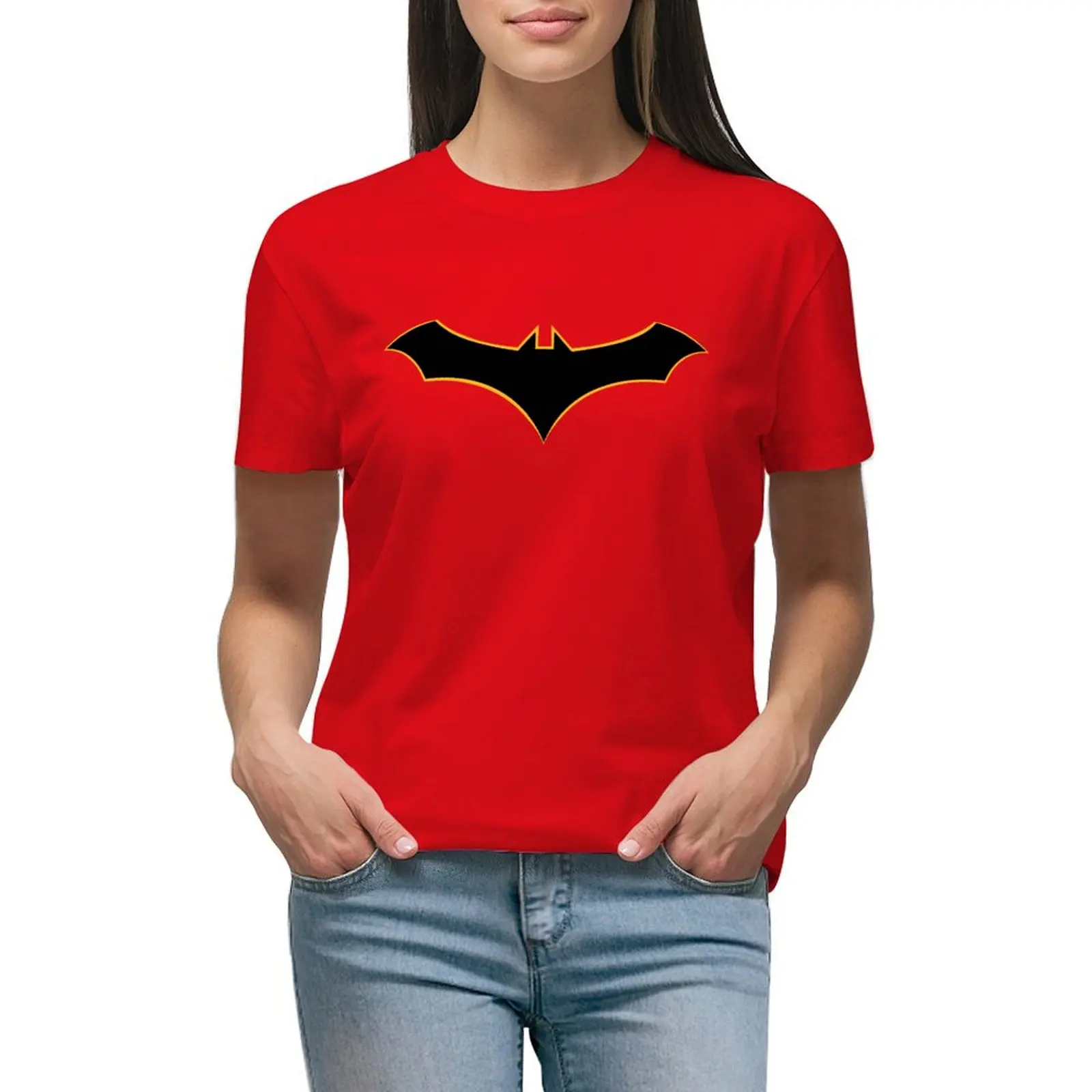 Mulheres Oversized Bat Symbol T-Shirt, Workout Blusa, Rebirth, Feminino