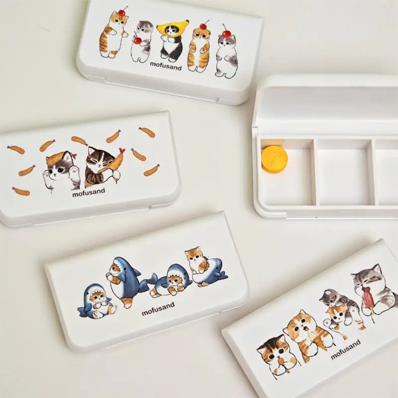 

Kawaii мультфильм Mofusand мини-коробка для лекарств портативная упаковка аптечка акула кошка коробка для хранения креативные друзья праздничный подарок