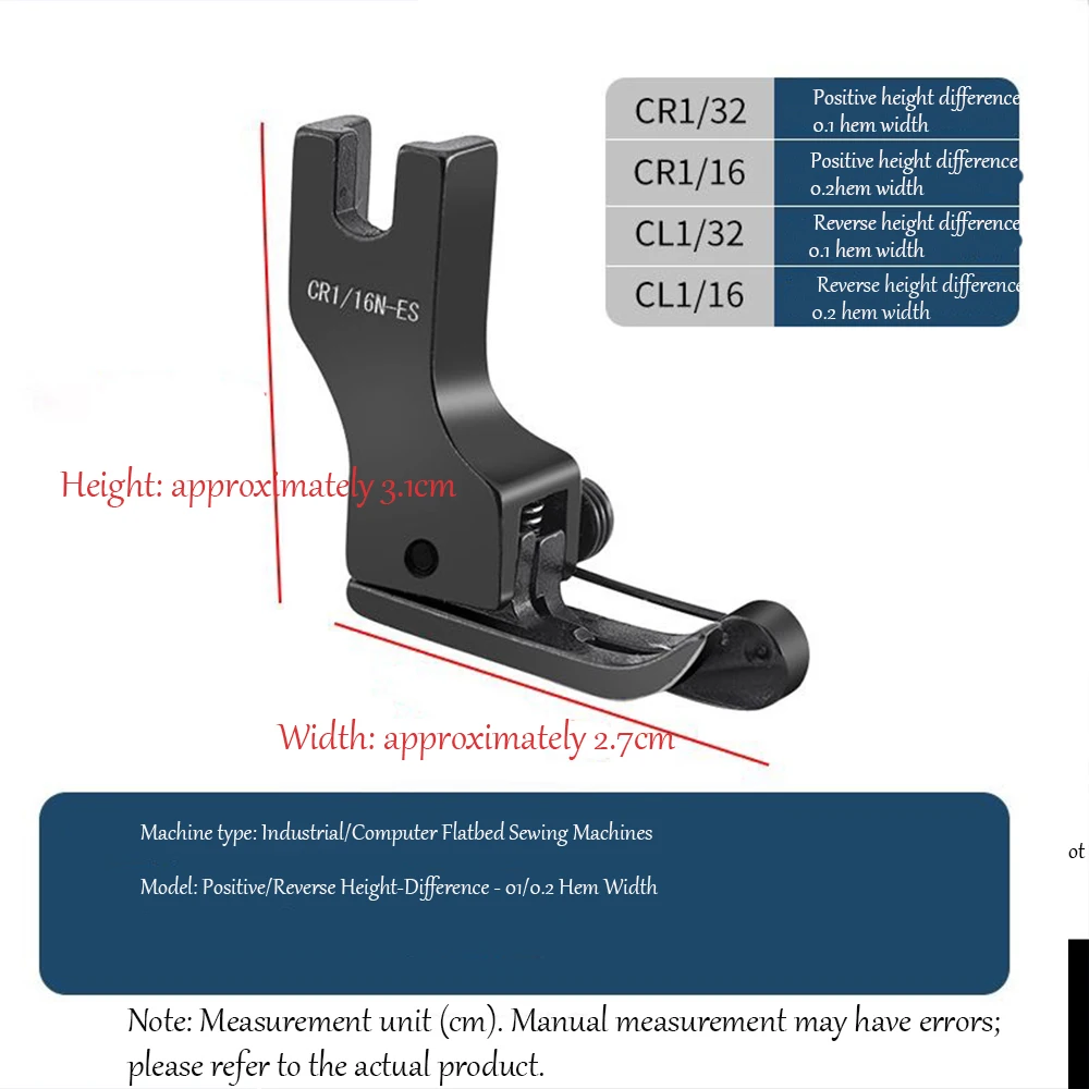 Black Titanium Steel High-Low Presser Foot with Spring, Universal for Industrial/Computer Flat Sewing Machines, CR1/CL1 Series
