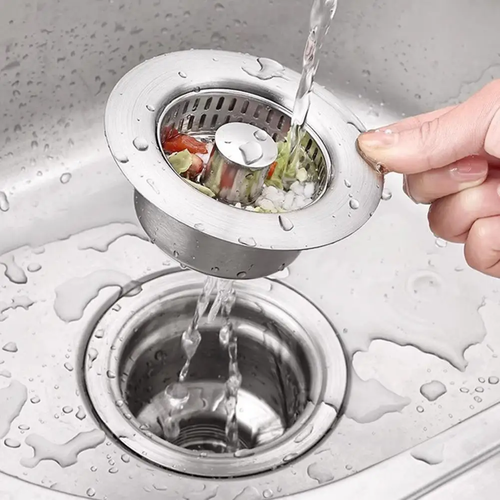 Scratch-resistant Sink Drain Cover Stainless Steel Kitchen Strainer Stopper with Odor for Healthy Clean