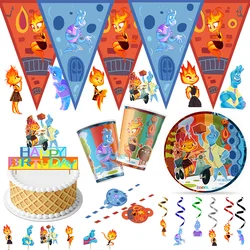 Elemental Birthday Party Disposable Packing Supply Cupcake Spiral Flag 7inch Paper Plate Communion Festival Celebration Decorate