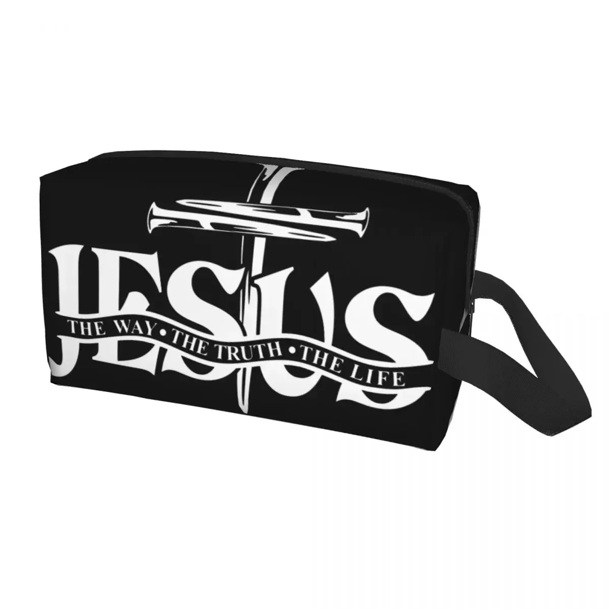 Jesus The Way The Truth The Life Cosmetic Bag Women Cute Large Religion Cross Christian Faith Makeup Case Storage Toiletry Bags