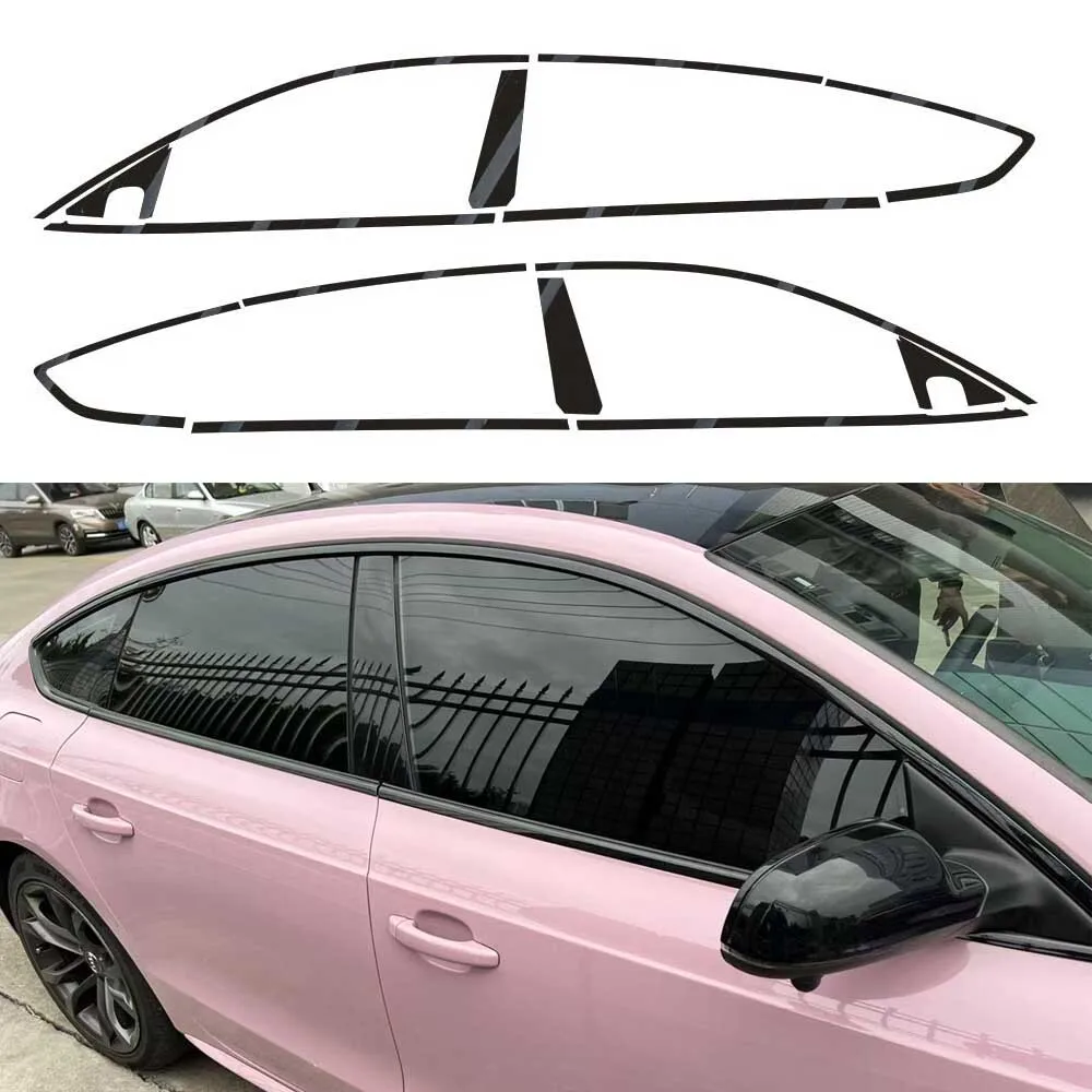 

For Audi A5 8T3 2007-2016 sedan Exterior Window Trim Film Glossy Black Chrome Delete Decoration Sticker