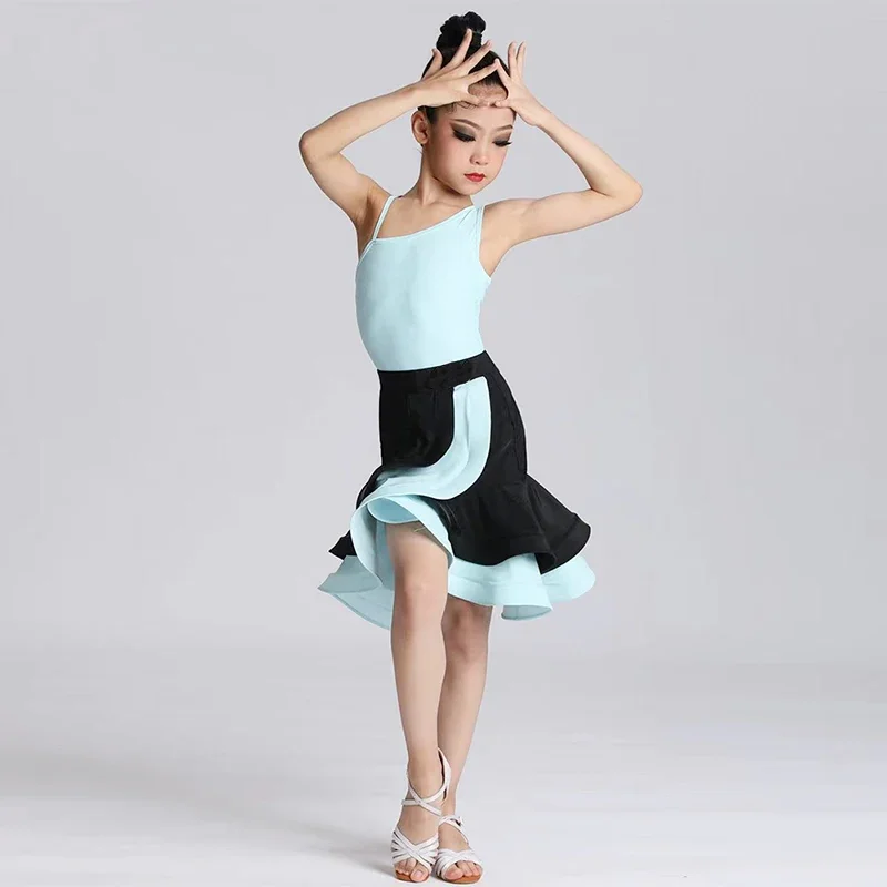 Girl Latin Dance Dress Kids Professional Competition Ballroom Dancewear Children  Ango Cha Cha Rumba Stage Perfromance Costume