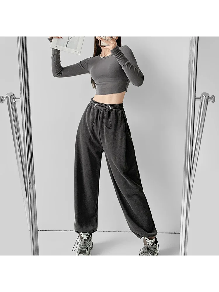 HOUZHOU Kpop Y2K Pink Baggy Jogger Sweatpants Women Hippie Streetwear Oversize Sports Pants Casual Solid Wide Trousers Harajuku