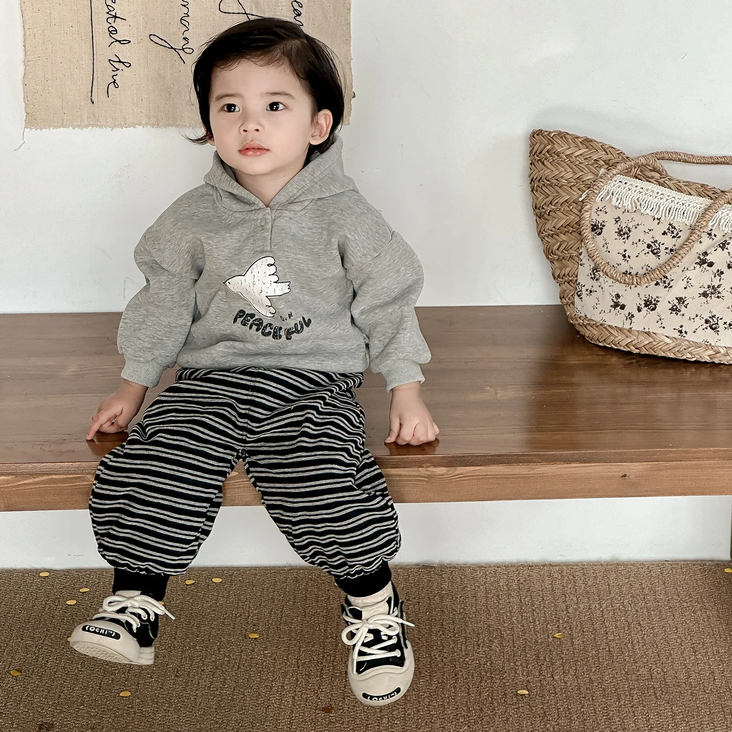 الرضع طفلة الملابس مجموعة جديدة الشتاء الصلبة سترة الكرتون المطبوعة مقنعين طفل فتاة البلوز منتصف الخصر شريط طفل فتاة بانت