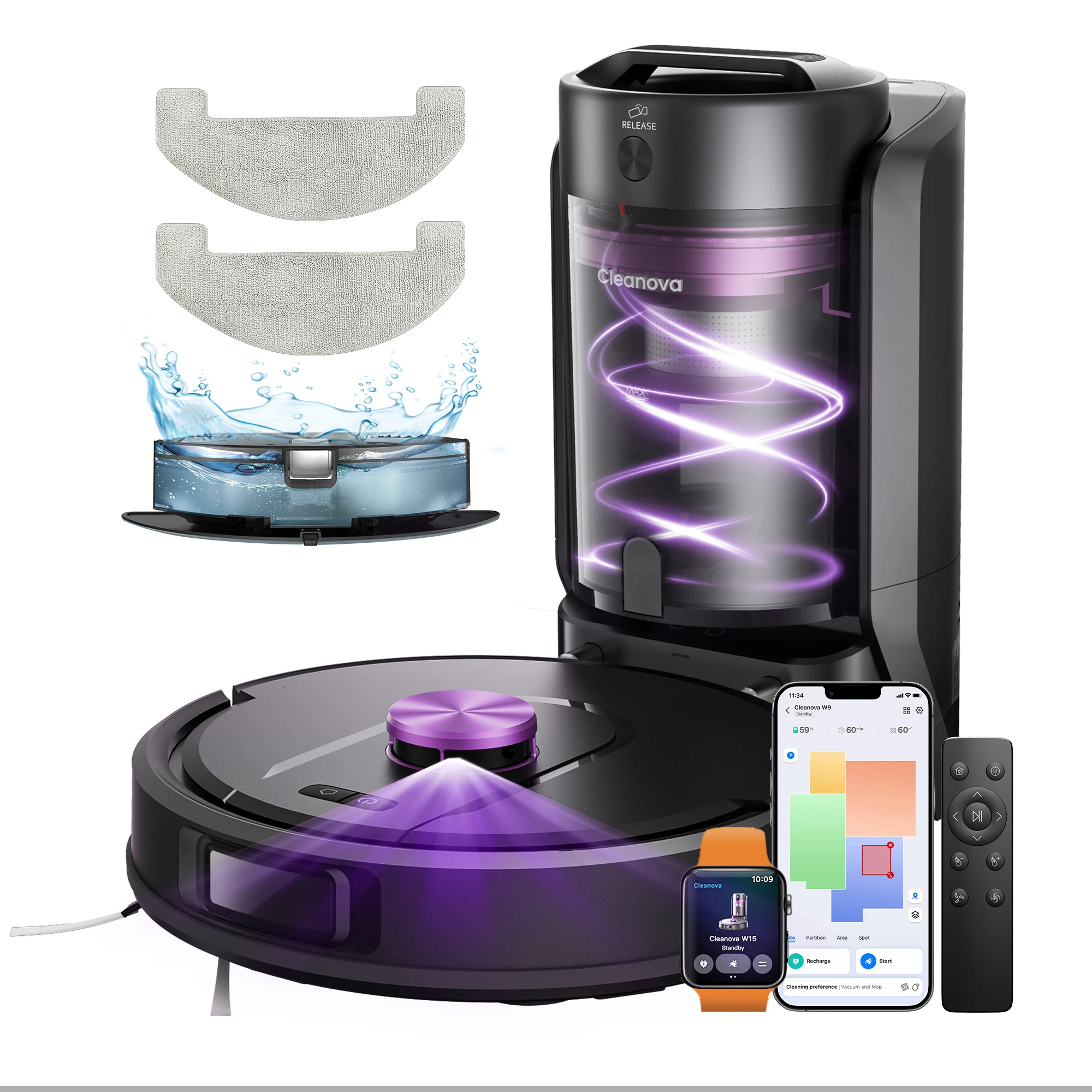 Robot Vacuum Cleaner Automatic Smart Household Cleaning 3-in-1 LDS Navigation Wet Dry Vacuum Mop Sweep