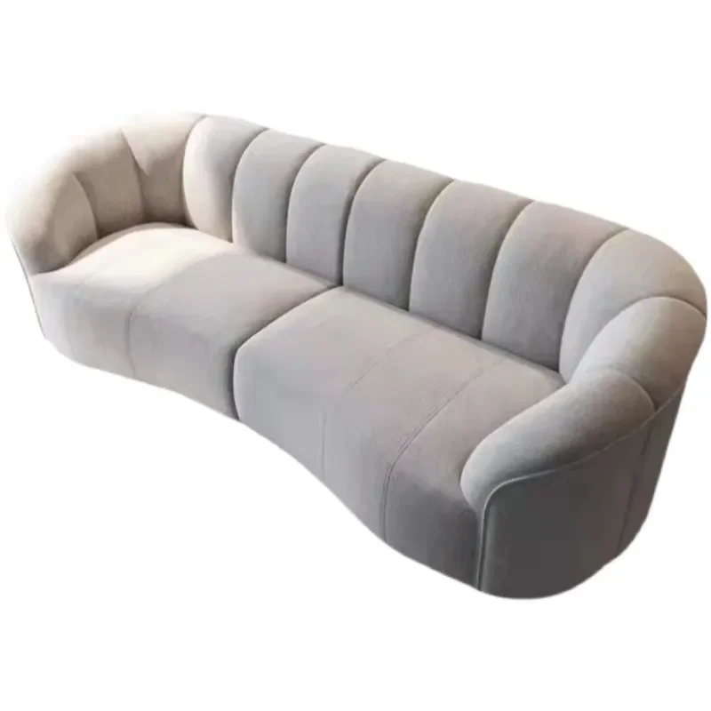 

Shaped Curved Sofa Modern Minimalist Cream Style Lambswool Designer Beauty Salon Internet Celebrity
