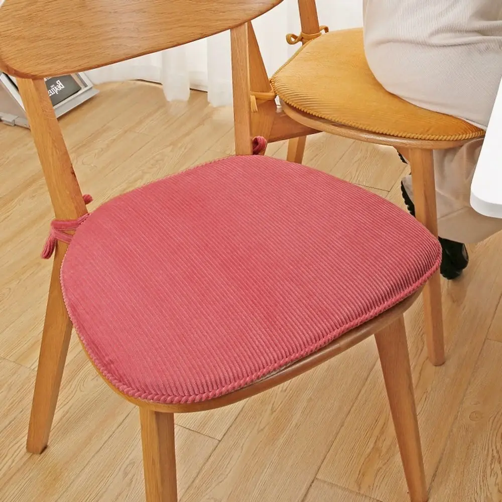 

Simple Corduroy Fabric Chair Cushion Solid Wood Thickened Chair Pads Washable Comfortable Sponge Cushion for Kitchen