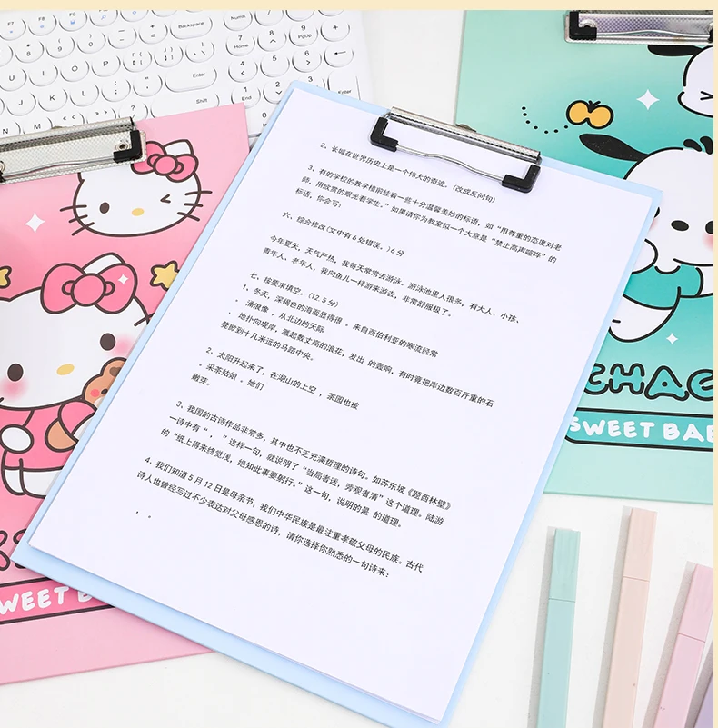 Sanrio мультфильм A4 блокнот для письма доска зажим Hello Kitty зажим для доски папка Kawaii Cinnamoroll школьные канцелярские принадлежности игрушки