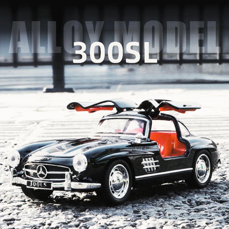 

1: 32 Da Ben 300SL simulation vintage car model with sound and light feedback, multi door toy car, children's gift