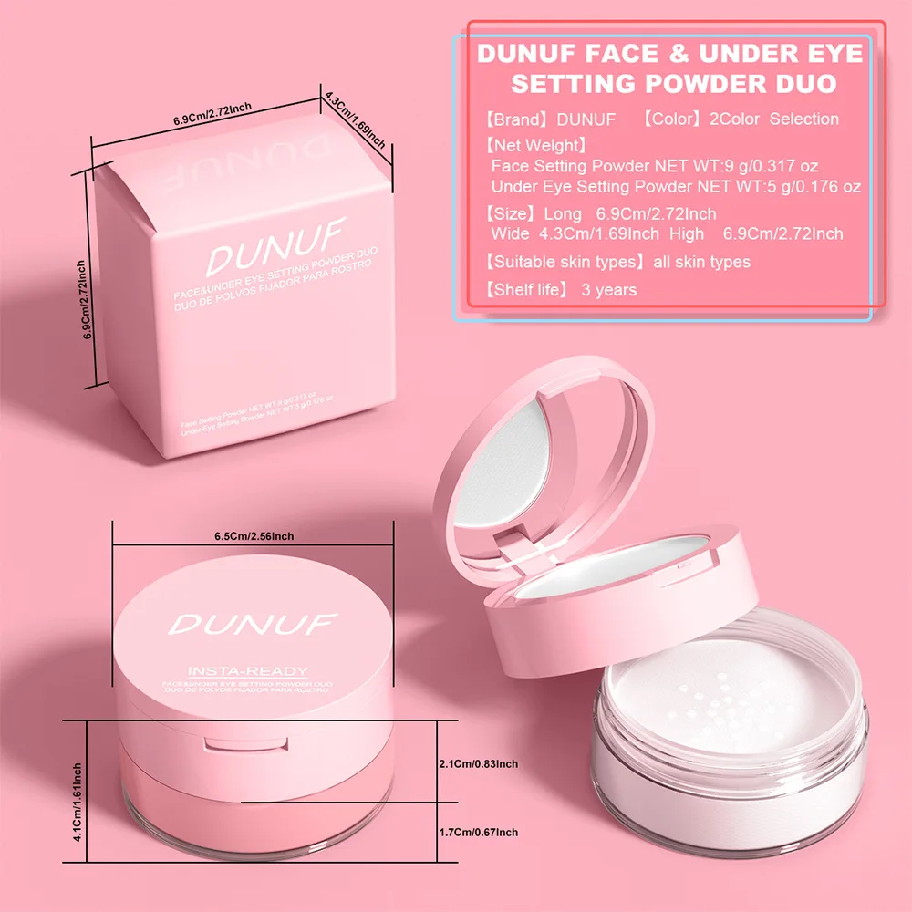 Set aus losem Puder und gepresstem Puder, ölkontrollierendes Make-up-Fixierset, langanhaltendes, mattes Finish für fettige und kombinierbare Haut