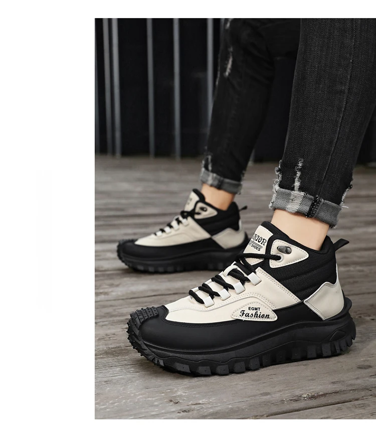 Herren-Outdoor-Wanderschuhe mit Farbblockdesign, bequemem Futter, flexibler, rutschfester, gezahnter Außensohle, hervorragendem Halt, geeignet für Outdoor-Wanderungen, Freizeitaktivitäten, Bergsteigen und Camping. – Detail 9