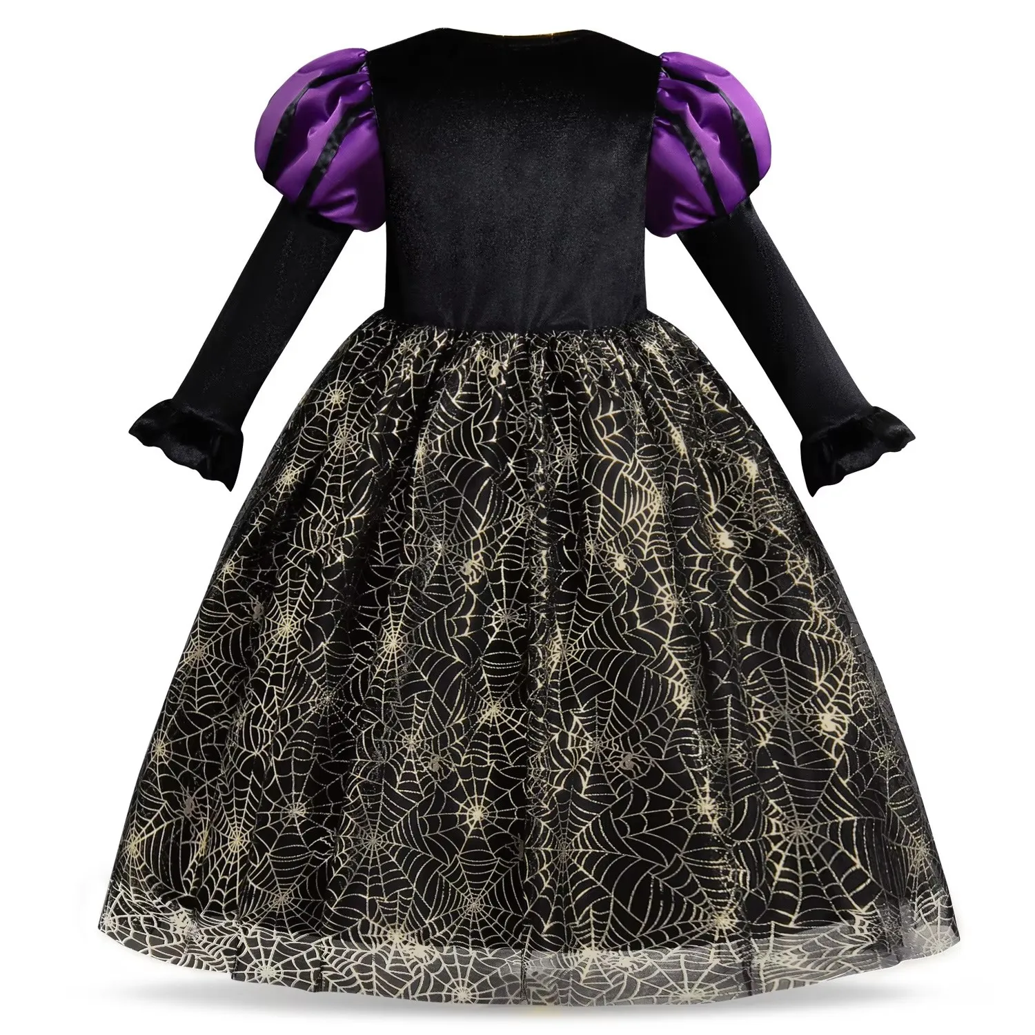 Schwarzes Hexenkostüm für Mädchen, Halloween-Kostüme, Karnevalsparty, Bühnenauftritt, Kinderkleid, Langarm-Outfit, 3 4 5 6 7 Jahre – Detail 4