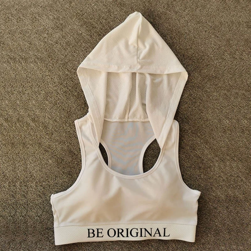 Sports Bra Tank Top Hoodie Bra For Women Custom Logo Printed Sports Wear Hooded Sport Bra Workout Running Bralette