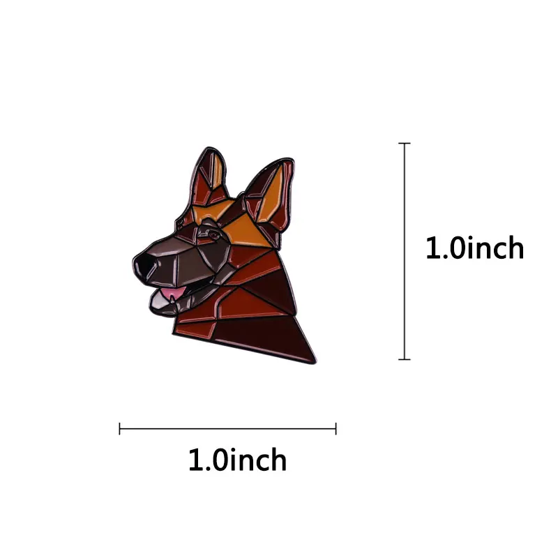 Cool German Shepherd Enamel Pin Pet Dogs Geometric 3D Badge Gift for Dog Lover