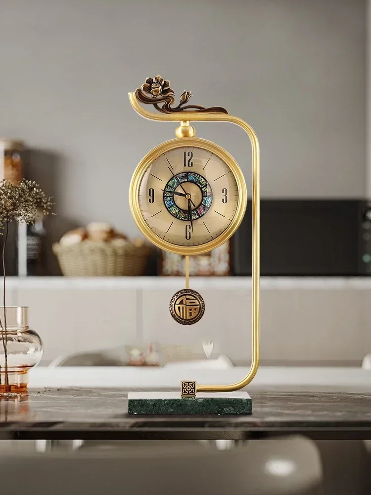 

Hot salesNew Chinese style desk clock home desktop living room fashion clocks pure copper clock ornaments atmospheric creative