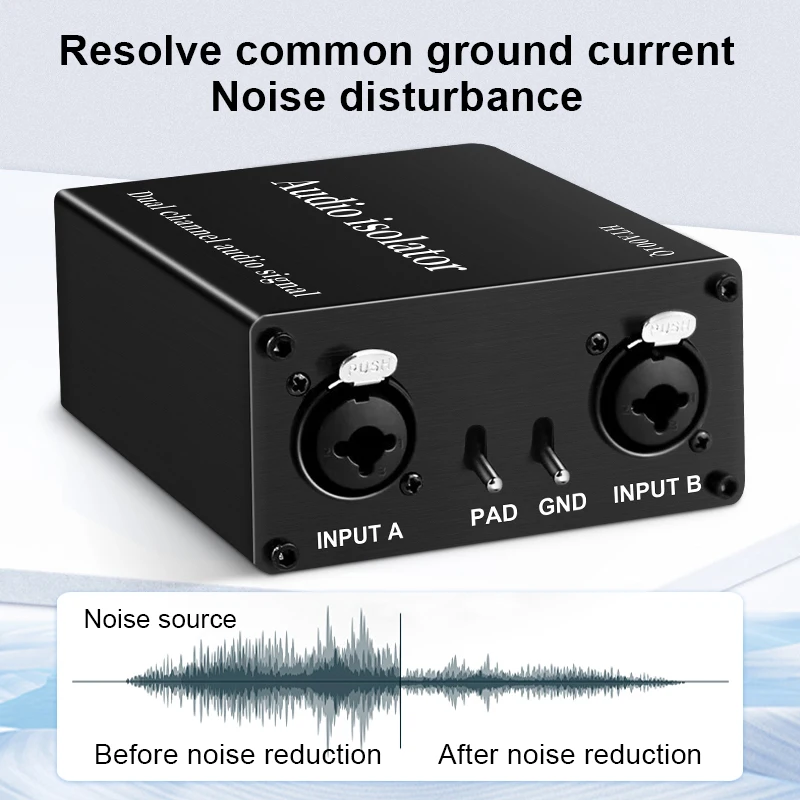 HTA001Q Audio Isolator Dual-Channel 6.5 XLR Audio Isolator Current Sound Noise Mixer Microphone Common Ground Filter