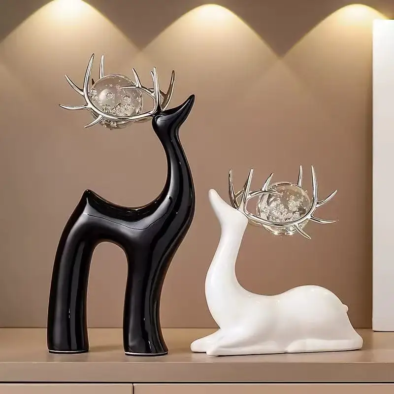 Figurines de cerf décoratives créatives pour décoration de maison, entrée, meuble TV, meuble à vin, 